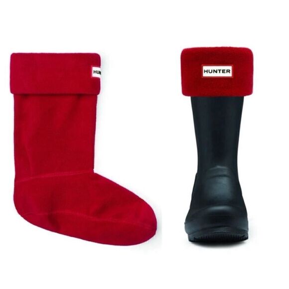 Hunter Kids Original Fleece Welly Boot Socks Red Size S/M US size 1-3 New - Picture 1 of 4
